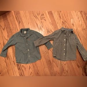 2T Button Down Cute Shirts - 2 Total - Carter/oshkosh. Dapper Pair! EUC